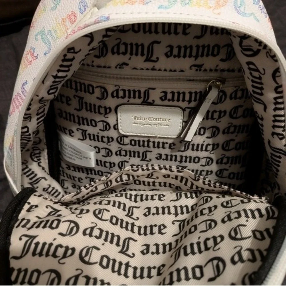 Juicy‎ Couture White Leather Multi Colored Monogram Backpack